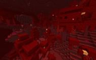 An image of a crimson forest biome in-game. (Image via Minecraft)